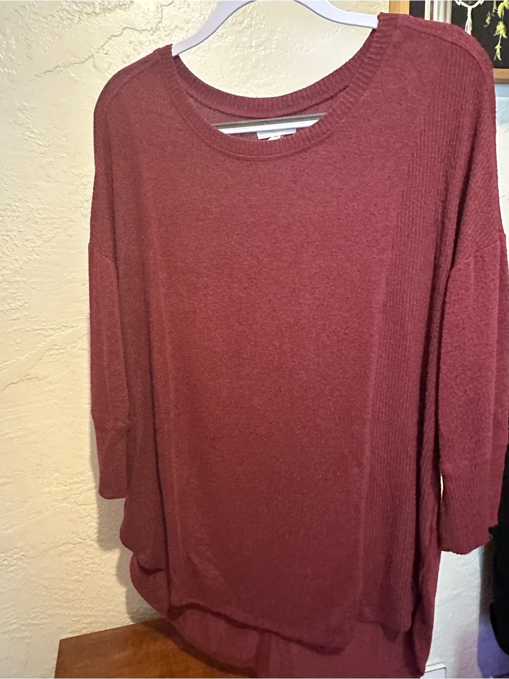 Women's Relaxed Boatneck Sweater Tunic Dress - Maroon